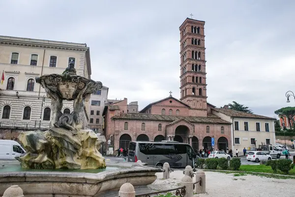Rzym Włochy Lis 2022 Wieża Bazyliki Santa Maria Cosmedin — Zdjęcie stockowe