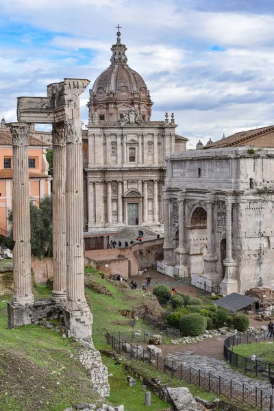 Roma Itália Novembro 2022 Templo Saturno Vistas Longo Fórum Romano — Fotografia de Stock
