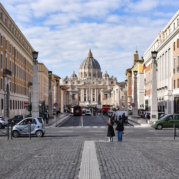 Рим Италия Ноября 2022 Года Собор Петра Улицы Виа Делла — стоковое фото