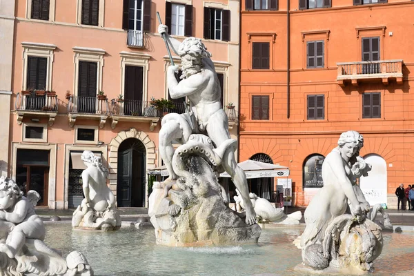 Rzym Włochy Lis 2022 Fontanna Neptuna Piazza Navona Rzym — Zdjęcie stockowe