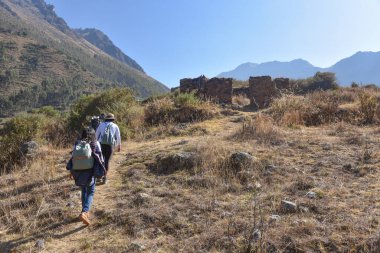 Ollantaytambo, Cusco, Peru yakınlarındaki Pumamarca Kalıntıları.