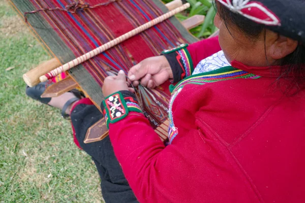Cusco Peru Dezembro 2022 Weavers Cusco Centre Traditional Textiles — Fotografia de Stock