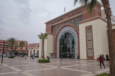 Marakeş, Fas - 9 Şubat 2023: Gare de Marrakech, Marakeş merkez tren istasyonu