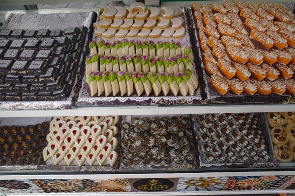 Marrakech Maroko Februari 2023 Kue Manis Dan Makanan Penutup Tradisional — Stok Foto