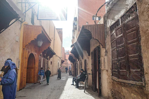 Marrakech Maroko Února 2023 Časné Ráno Zastrčených Uličkách Marrákeše Mediny — Stock fotografie