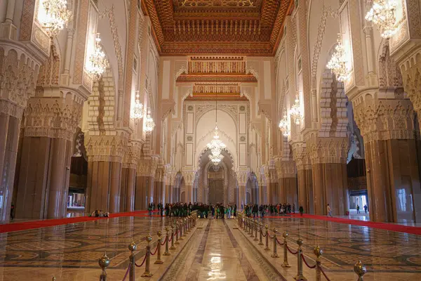 Καζαμπλάνκα Μαρόκο Φεβρουάριος 2023 Εσωτερικό Του Χασάν Τζαμί Μεγαλύτερο Τζαμί — Φωτογραφία Αρχείου