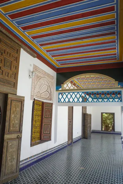 Marrakech Marrocos Fevereiro 2023 Belos Interiores Arquitetura Histórico Palácio Bahia — Fotografia de Stock