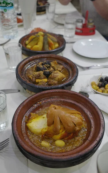 Marrakech Maroc Fév 2023 Plats Traditionnels Marocains Tagine Avec Agneau — Photo
