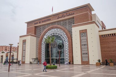 Marakeş, Fas - 9 Şubat 2023: Gare de Marrakech, Marakeş merkez tren istasyonu