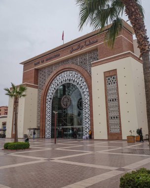Marakeş, Fas - 9 Şubat 2023: Gare de Marrakech, Marakeş merkez tren istasyonu