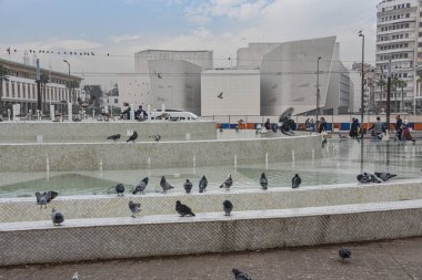 Casablanca, Fas - 9 Şubat 2023: Casablanca Grand Theater Building (Casablanca Büyük Tiyatrosu))