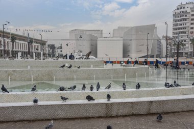 Casablanca, Fas - 9 Şubat 2023: Casablanca Grand Theater Building (Casablanca Büyük Tiyatrosu))