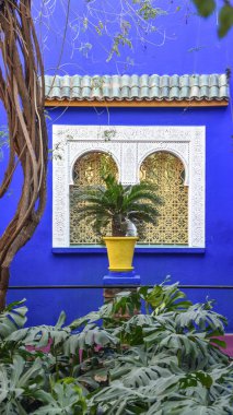 Marakeş, Fas - 7 Şubat 2023 Yves Saint Laurent 'in Majorelle Bahçeleri, Casa Oasis, Marakeş