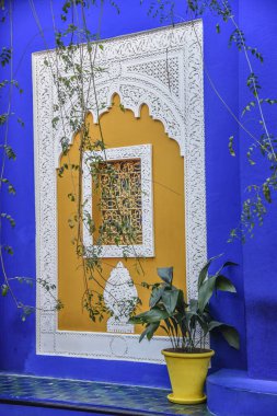 Marakeş, Fas - 7 Şubat 2023 Yves Saint Laurent 'in Majorelle Bahçeleri, Casa Oasis, Marakeş