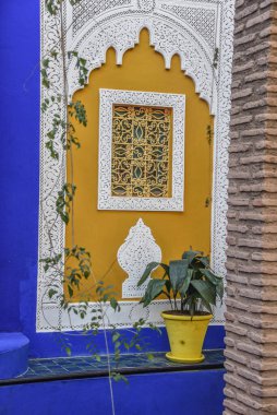Marakeş, Fas - 7 Şubat 2023 Yves Saint Laurent 'in Majorelle Bahçeleri, Casa Oasis, Marakeş