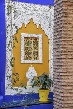 Marakeş, Fas - 7 Şubat 2023 Yves Saint Laurent 'in Majorelle Bahçeleri, Casa Oasis, Marakeş