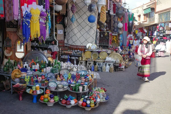 Μαρακές Μαρόκο Φεβρουάριος 2023 Χειροτεχνίας Προς Πώληση Στην Αγορά Του — Φωτογραφία Αρχείου