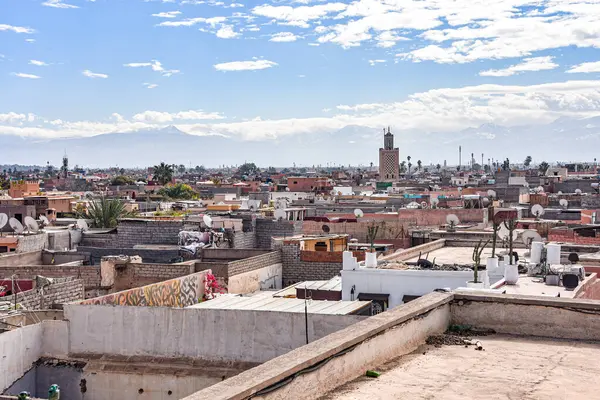 Marrákeš Maroko Února 2023 Výhled Střechu Marrákeše — Stock fotografie