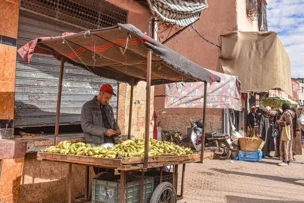 Marrakech Marocko Feb 2023 Mataffärer Som Säljer Färsk Frukt Och — Stockfoto