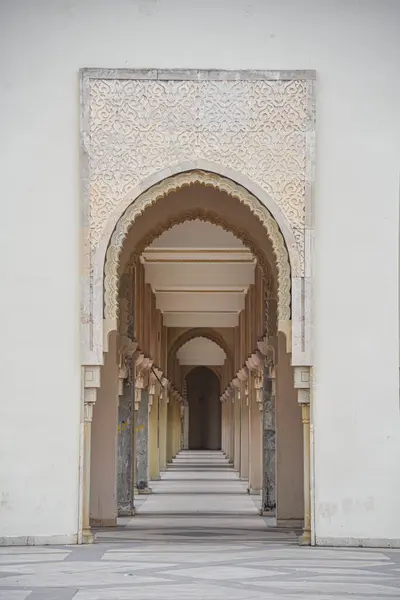 Καζαμπλάνκα Μαρόκο Φεβρουάριος 2023 Εξωτερική Αρχιτεκτονική Του Τζαμιού Χασάν Μεγαλύτερο — Φωτογραφία Αρχείου