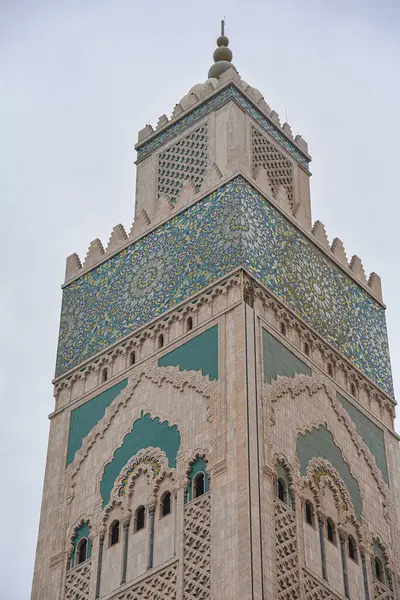 Καζαμπλάνκα Μαρόκο Φεβρουάριος 2023 Εξωτερική Αρχιτεκτονική Του Τζαμιού Χασάν Μεγαλύτερο — Φωτογραφία Αρχείου