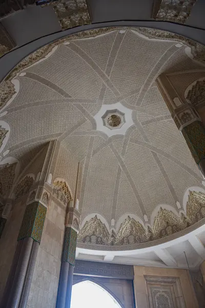 Casablanca Marocco Febbraio 2023 Soffitto Cupola All Interno Della Moschea — Foto Stock