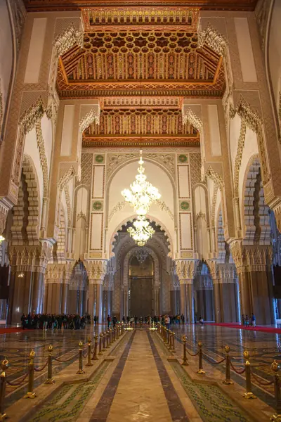 Καζαμπλάνκα Μαρόκο Φεβρουάριος 2023 Εσωτερικό Του Χασάν Τζαμί Μεγαλύτερο Τζαμί — Φωτογραφία Αρχείου
