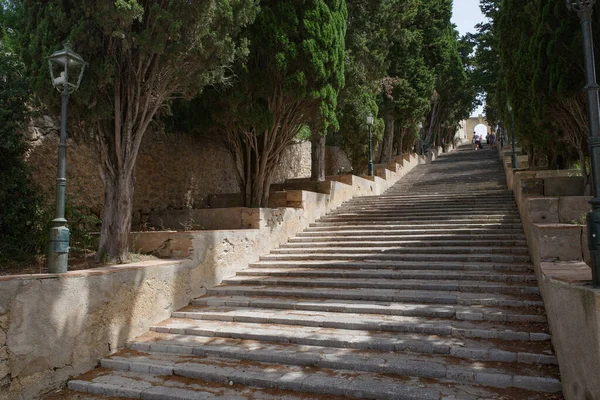 Arta Spain July 2023 Steep Steps Santuari Sant Salvador Arta — стоковое фото