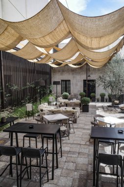 Arequipa, Peru - 4 Aralık 2023: Arequipa 'daki Cirqa Otel' de iç tasarım