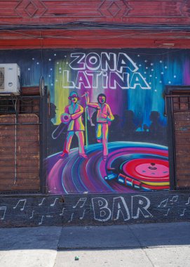 Santiago, Chile - 26 Nov, 2023: Street art in Santiago's bohemian Bellavista district clipart