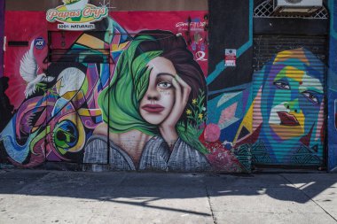 Santiago, Chile - 26 Nov, 2023: Street art in Santiago's bohemian Bellavista district clipart