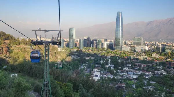 stock image Santiago, Chile - 25 Nov, 2023: Views from the San Cristobal Teleferico Cable Car in Santiago, Chile