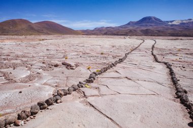 San Pedro de Atacama, Şili - 1 Aralık 2023: Atacama Çölü 'ndeki Salar de Piedras Rojas' ın manzaraları
