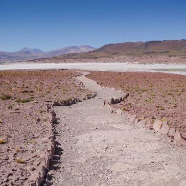 San Pedro de Atacama, Şili - 1 Aralık 2023: Atacama Çölü 'ndeki Salar de Piedras Rojas' ın manzaraları