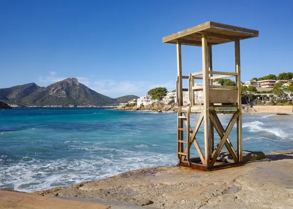 stock image Sant Elm, Spain - 15 Jan, 2024: Sant Elm Beach and island Sa Dragonera, Mallorca