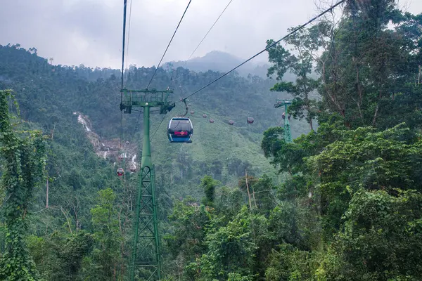 stock image Ba Na Hills, Vietnam - 7 Feb, 2024: Cable car at the Ba Na Hills Sun World theme park resort near Da Nang, Vietnam