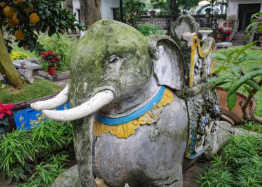 Hanoi, Vietnam - 29 Ocak 2024: Quan Thanh Taoist tapınağında fil heykeli, Hanoi