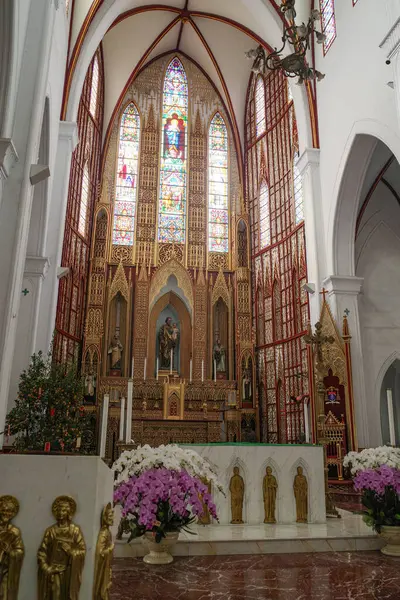 stock image Hanoi, Vietnam - 7 Feb, 2023: Interior of the St Joseph's Cathedral, in old town Hanoi, Vietnam