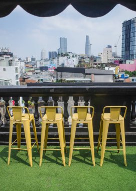 Ho Chi Minh Şehri, Vietnam - 2 Şubat 2024: Ho Chi Minh şehrinin silueti, Vietnam, bir otelin çatısından