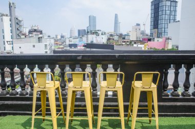 Ho Chi Minh Şehri, Vietnam - 2 Şubat 2024: Ho Chi Minh şehrinin silueti, Vietnam, bir otelin çatısından