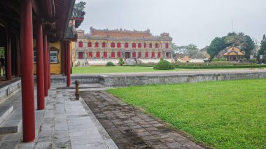 Hue, Vietnam - 6 Şubat 2024: Kien Trung Sarayı, İmparatorluk Kalesi, Hue