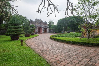 Hue, Vietnam - 6 Şubat 2024: İmparatorluk Kalesi kemeri, Hue, Vietnam