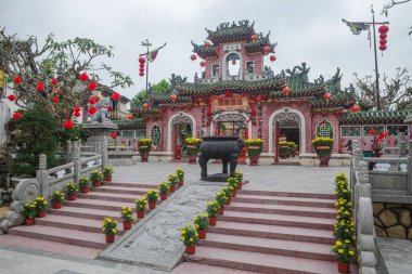 Hoi An, Vietnam - 7 Şubat 2024: Phuoc Kien Hoi Quan, Fukien Çin Cemaati Toplantı Salonu ve Tapınağı, Hoi An Old Quarter