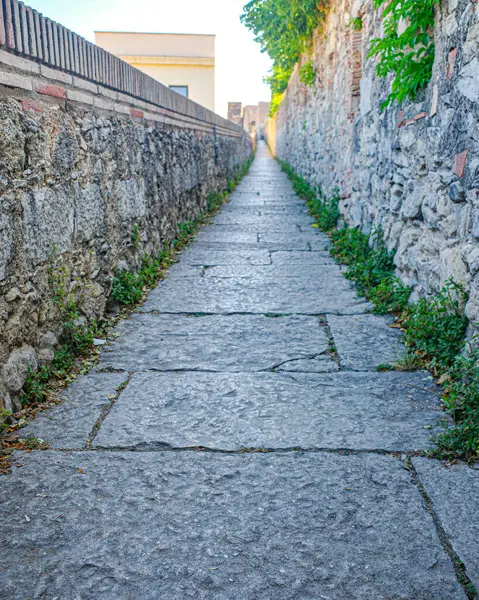 stock image Girona, Spain - 18 July, 2024: Views along the ancient City Walls in Girona, Catalonia