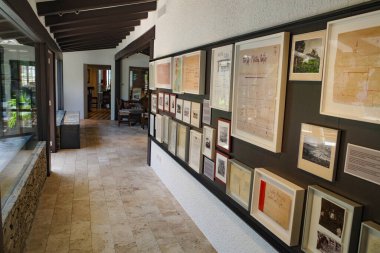 Roses, Spain - 20 July, 2024: Awards and photos on display at the El Bulli 1846 restaurant museum, Cala Montjoi, Costa Brava clipart