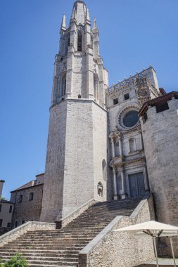 Girona, İspanya - 23 Temmuz 2024: Basilica de San Felix, Girona, Katalonya