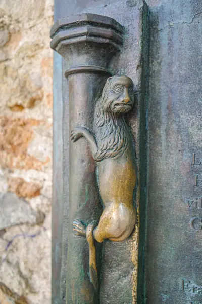 Stock image Girona, Spain - 23 July, 2024: 'La Leona', The Lioness Bottom Statue, a symbol of the city of Girona, Catalonia