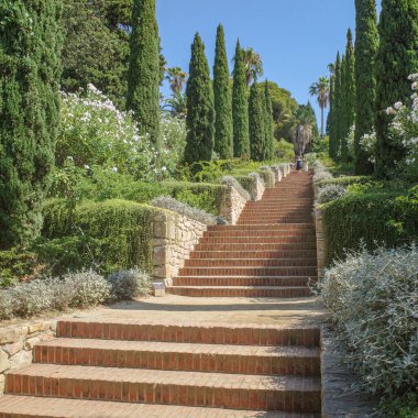 Blanes, İspanya - 10 Ağustos 2024: Blanes, Costa Brava, Katalonya 'daki Marimurtra Botanik Bahçeleri