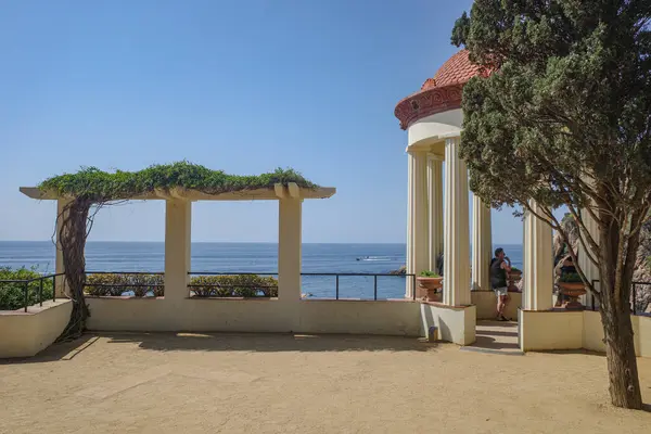 stock image Blanes, Spain - 10 Aug, 2024: Meditarranean sea views from the Marimurta Botanical Gardens, Blanes, Catalonia