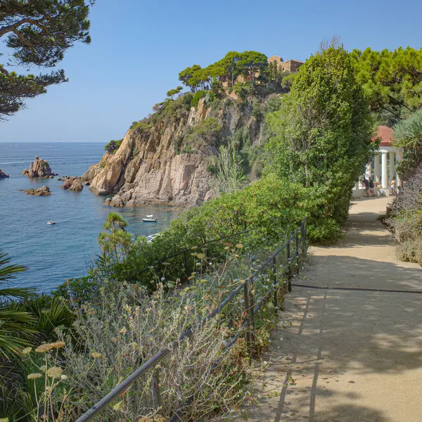 stock image Blanes, Spain - 10 Aug, 2024: Meditarranean sea views from the Marimurta Botanical Gardens, Blanes, Catalonia